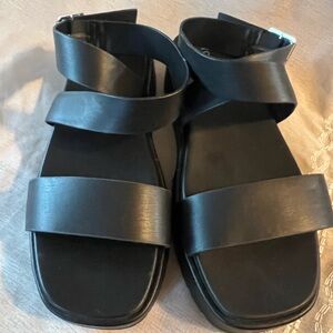 Torrid Black Wide-Strap Ankle Cuff Sandals